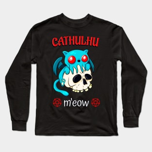 Cthulhu Cat Funny Horror Kawaii Cathulhu M'Eow Long Sleeve T-Shirt